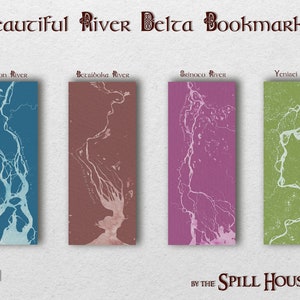 Ensemble de signets de belle carte du delta de la rivière | Delta du fleuve | Carte Signet | Amateurs de livres | Accessoires de lecture