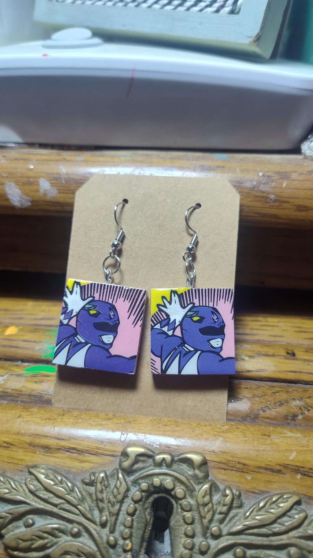 Purple Power Ranger Earrings Vintage Recycled One of a Kind - Etsy