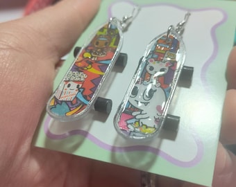 skateboard earrings inspired by tokidoki cute ,unique