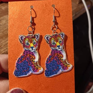 Lisa frank inspired leopard earrings