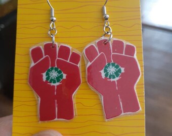 Hunter Thompson inspired 2 thumb fist earrings unique handmade earrings