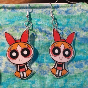 Blossom power puff girl recycled 1998 art earrings