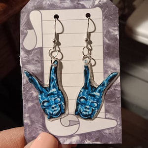 Cult classic Donnie darko inspired earrings recycled  artwork
