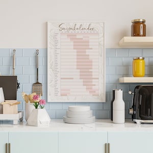 Seasonal calendar Vintage look regional vegetable annual plan to print A4