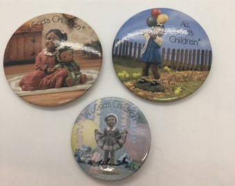 Miss Martha Originals All God's Children Button Pin Badge Collection of 3