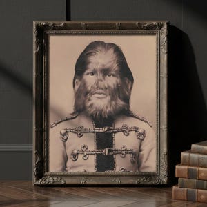 Porträtt av Wolfman – Viktoriansk väggkonst med cirkusfreakshow (digital nedladdning)