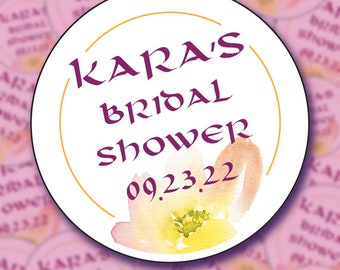 Floral Bridal Shower Stickers: Custom Wedding Favor Labels