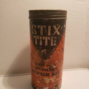 Rare Stix Tite Rubber Repair Kit Can Giant No 2 Automobile Tires Bicycle 71-9704