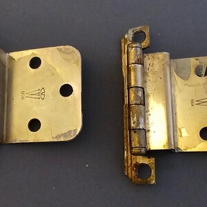 thumbnail image 2 of 1 Pair Brass Plated Self-Closing Face Mount Flush Hinge – Decorative Steel 2 of 4