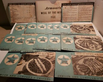 Armour's Meal of the Month File Packet 16 Cards Recipe Original Envelope Cooking