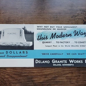 Delano Granite Works Advertisement - Quarry Factory Cemetery Monument - MN NOS