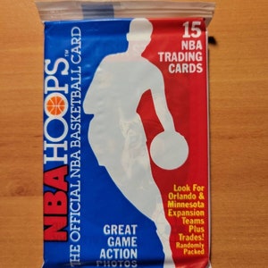 1989-90 NBA Hoops Sealed Wax Pack w/#30 Karl Malone & #219 James Worthy All Star
