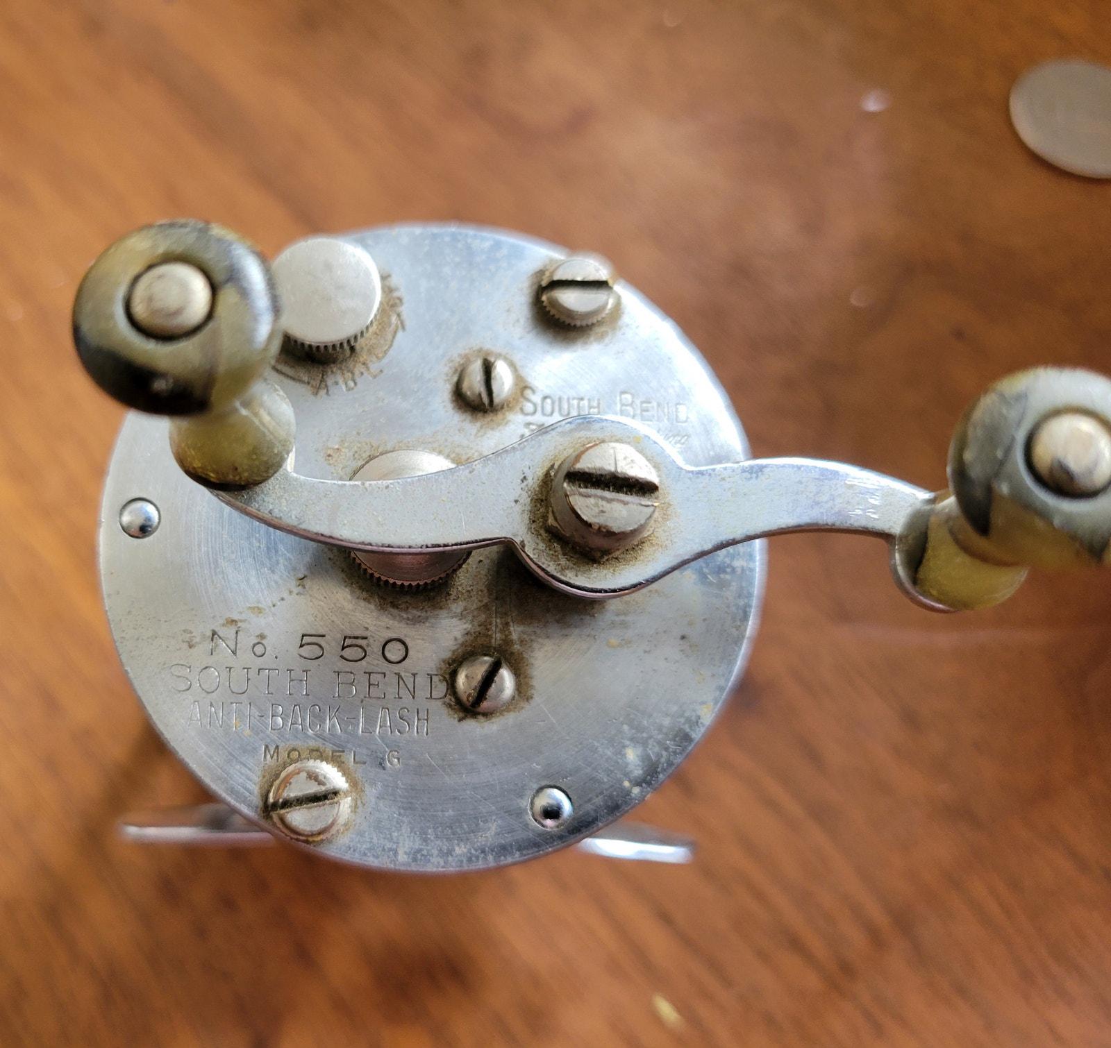 リール South Bend No.550 Model G Vintage South Bend No 550 Anti Backlash Metal Fishing Reel