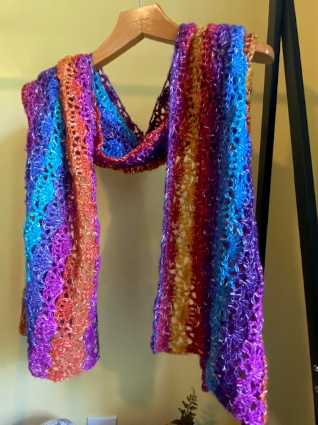Beautiful Multi colored Crochet Scarf Etsy