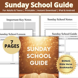 Sunday School Guide Printable | Adults & Teens | Sermon Notes Template | Instant Download PDF