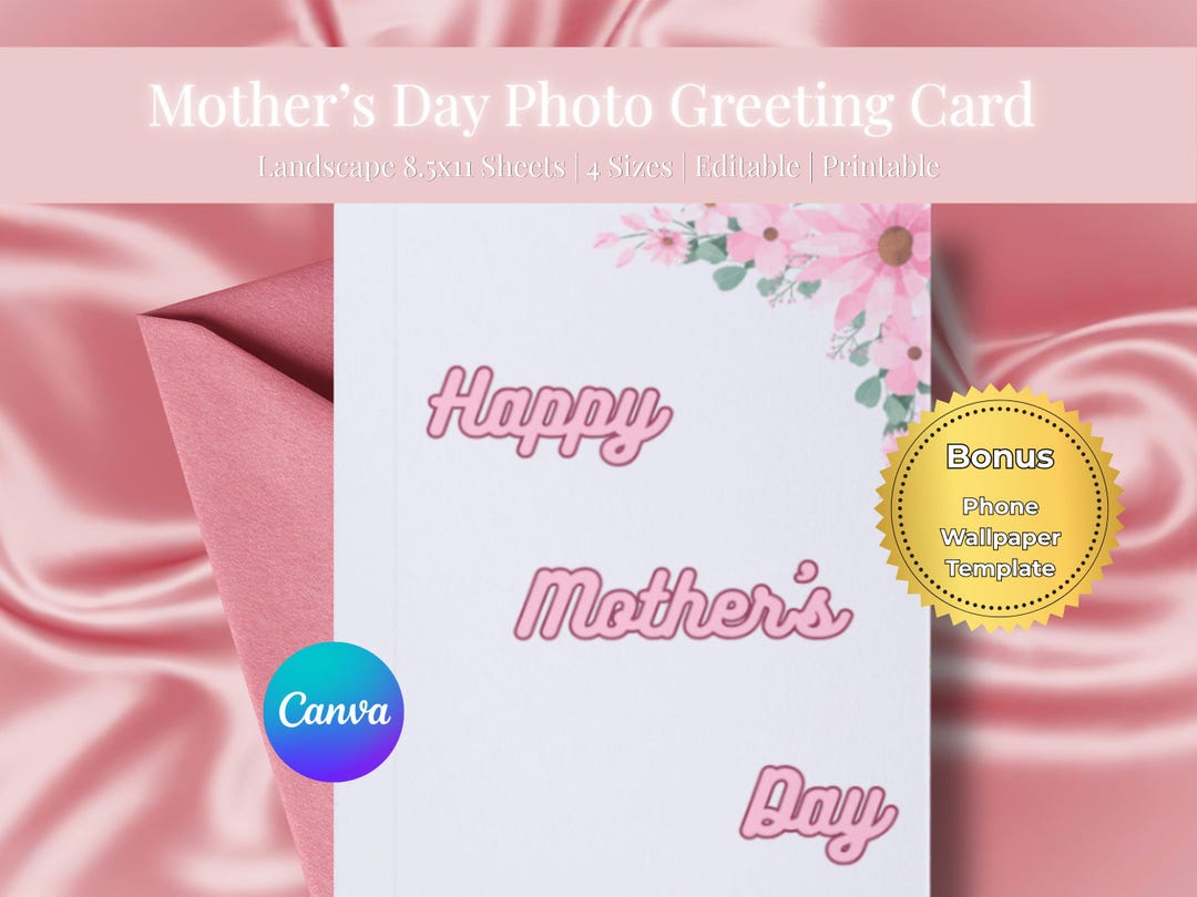 Editable Mother’s Day Photo Card Template Canva | Digital Phone ...