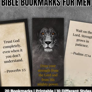 20 Bible Verse Bookmarks for Men | Christian Gifts For Men | Scripture Encouragement | Instant Download