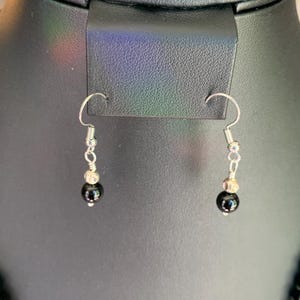 Black and Silver Tone beaded Earrings
