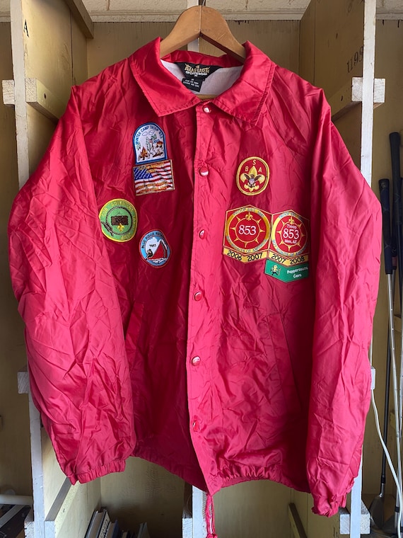 Vintage Boy Scout Jacket- leader jacket, red wind… - image 1