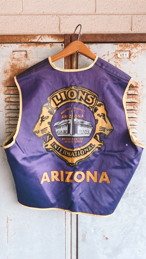 Vintage Lions Club Vest- purple lions club, lions 