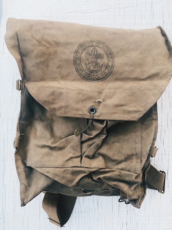 Vintage Boy Scouts of America Back Pack, canvas gr