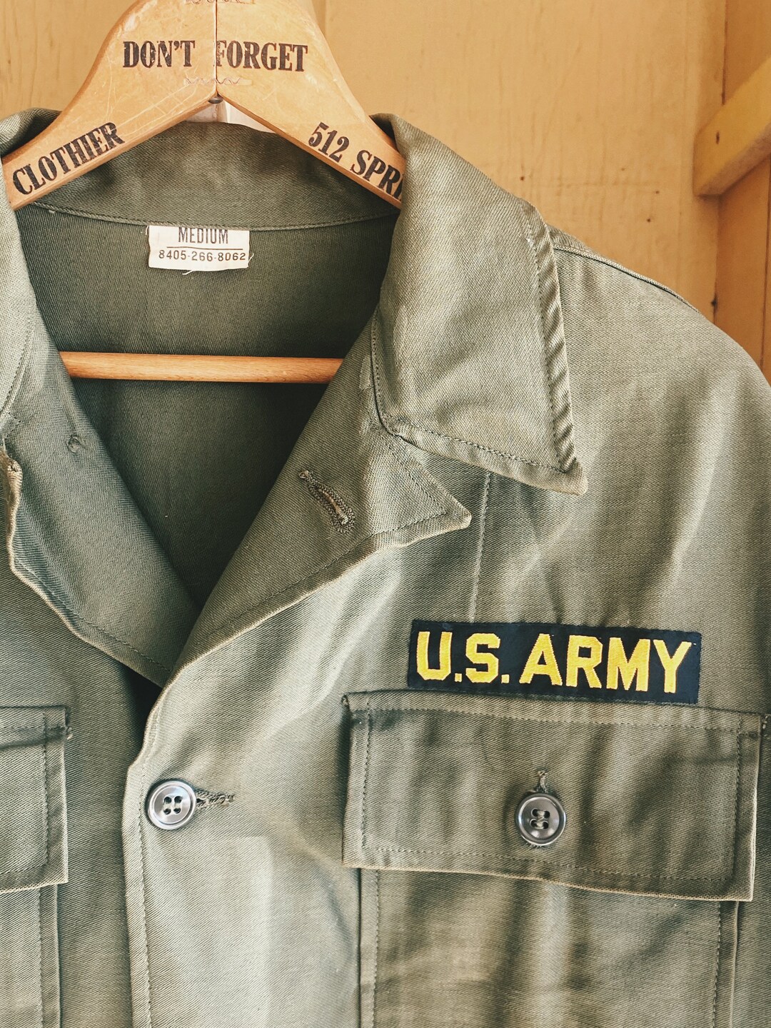 Vintage Men's Military Jacket Green Military Jacket Worn Etsy