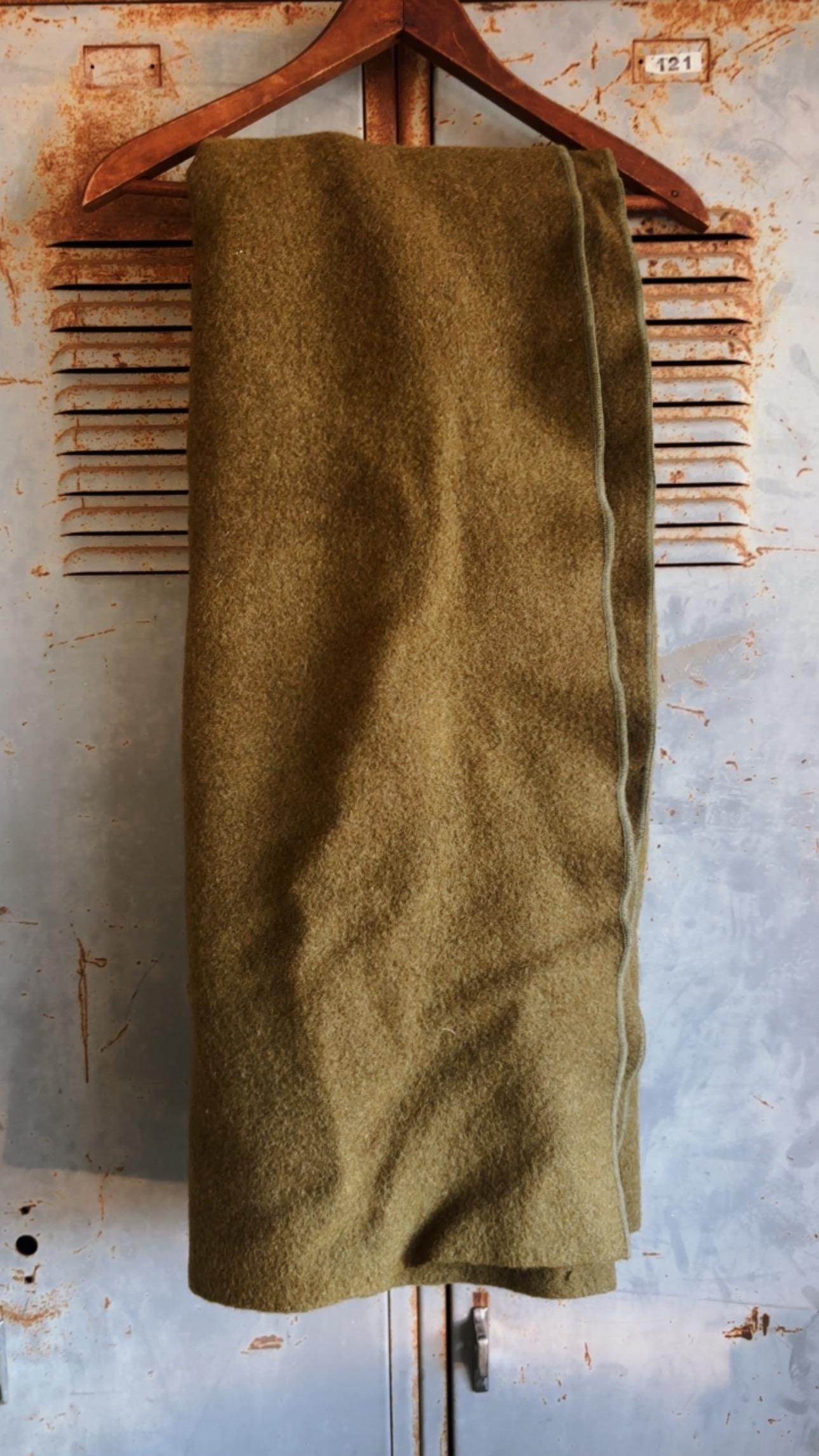 Vintage Wool Army Blanket- Army Green Blanket Thick Real Wool