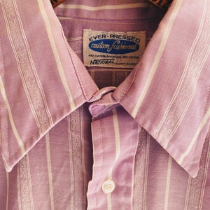 Vintage National button up long-sleeve dress shirt ever pressed, custom fashion super soft vintage button up 70s dress shirt, cowboy, pastel