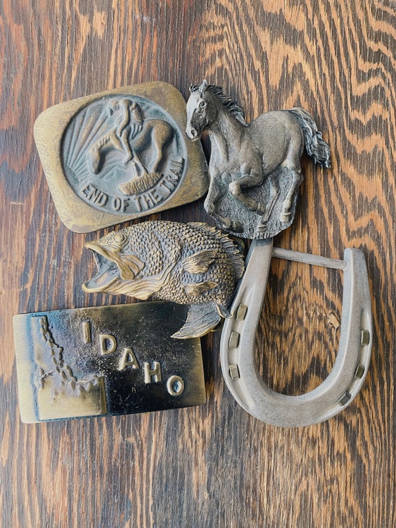 Vintage Belt Buckles, End of the trail, cowboy, ba