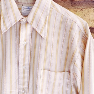 Vintage Town Craft Plus button up long-sleeve dress shirt penn prest tapered, super soft vintage button up 70s dress shirt, cowboy, pastel