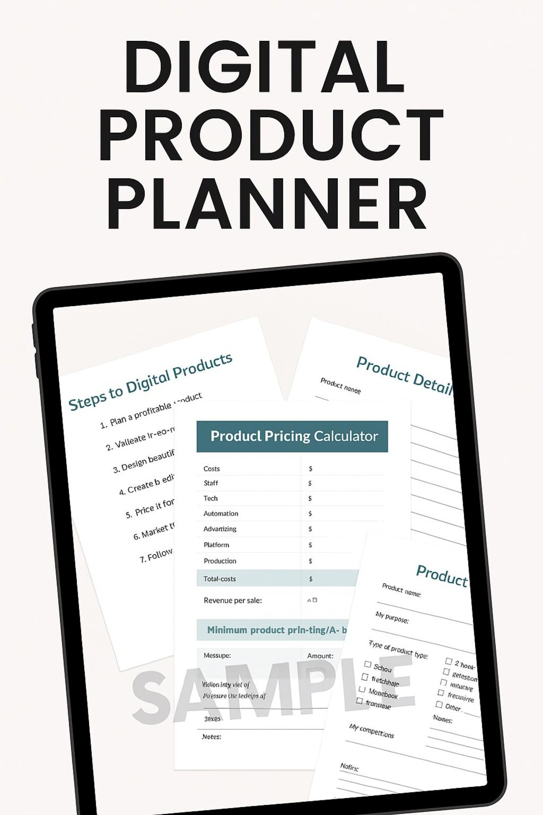 Digital Product Planner | 34-page Business Workbook | No Resale | PDF ...