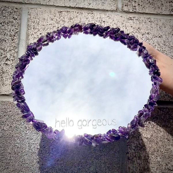Customizable Crystal Affirmation Mirror - Personalized Gemstone Mirror