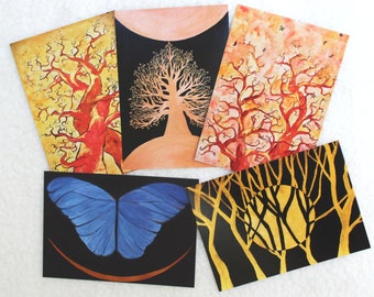 Postcard set "Magic Tree Dream" 5 pieces