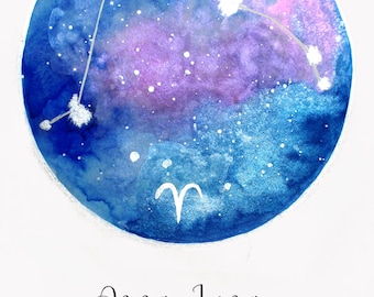 Personalized zodiac sign image Watercolor A4