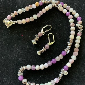 Natural Beauty Semi-Gemstone Beads & Keshi Pearls Necklace + Earrings Set | 20” Elegant Jewelry for Any Occasion