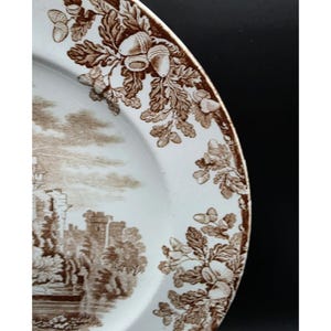 Antique Copeland & Sons Stoke Upon Trent Ruins Brown Transferware 10" Plate image 5