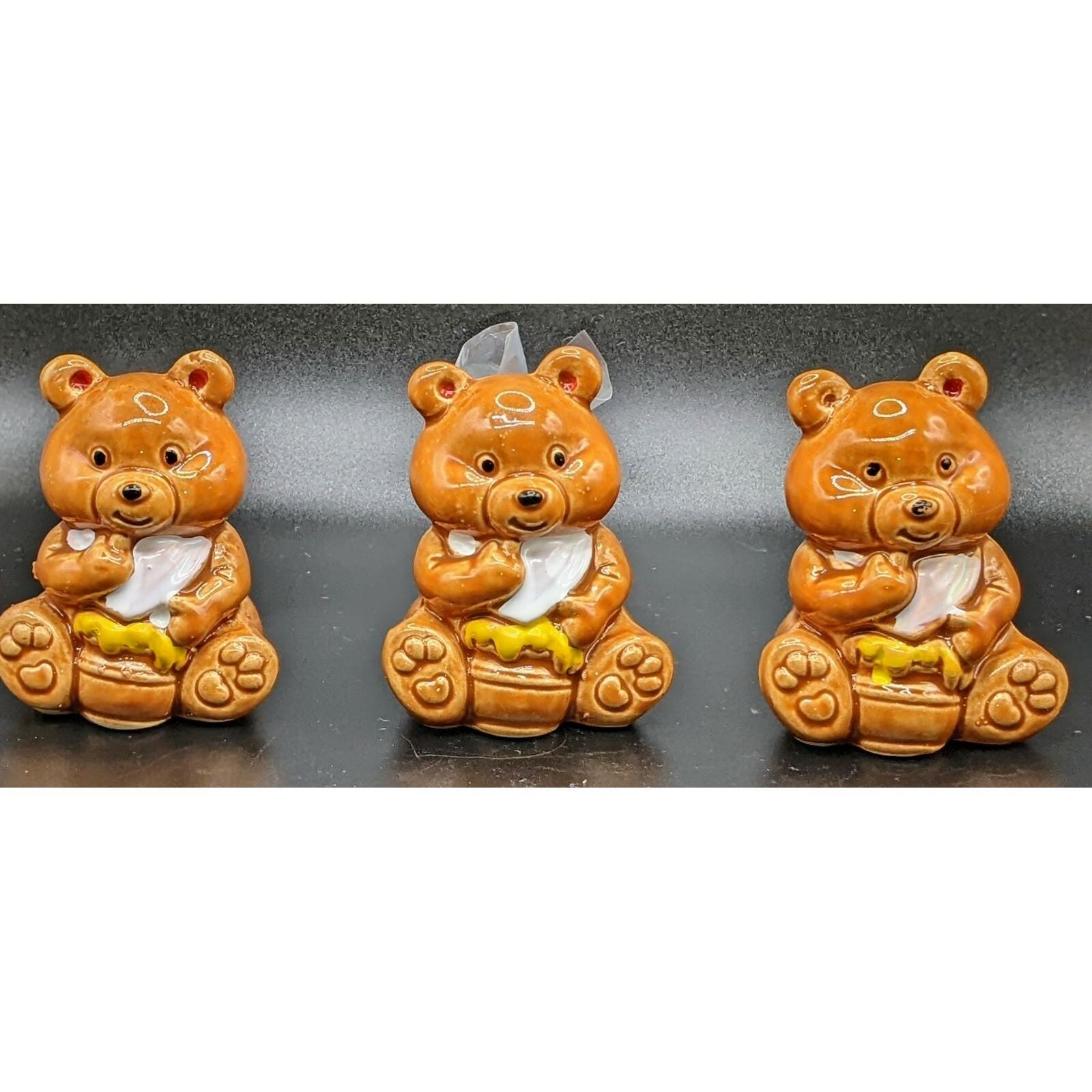 Vintage Ceramic 小物入れ　置物　手 Vintage 1950s Honey Bear Salt & Pepper Shakers Toothpick Holder