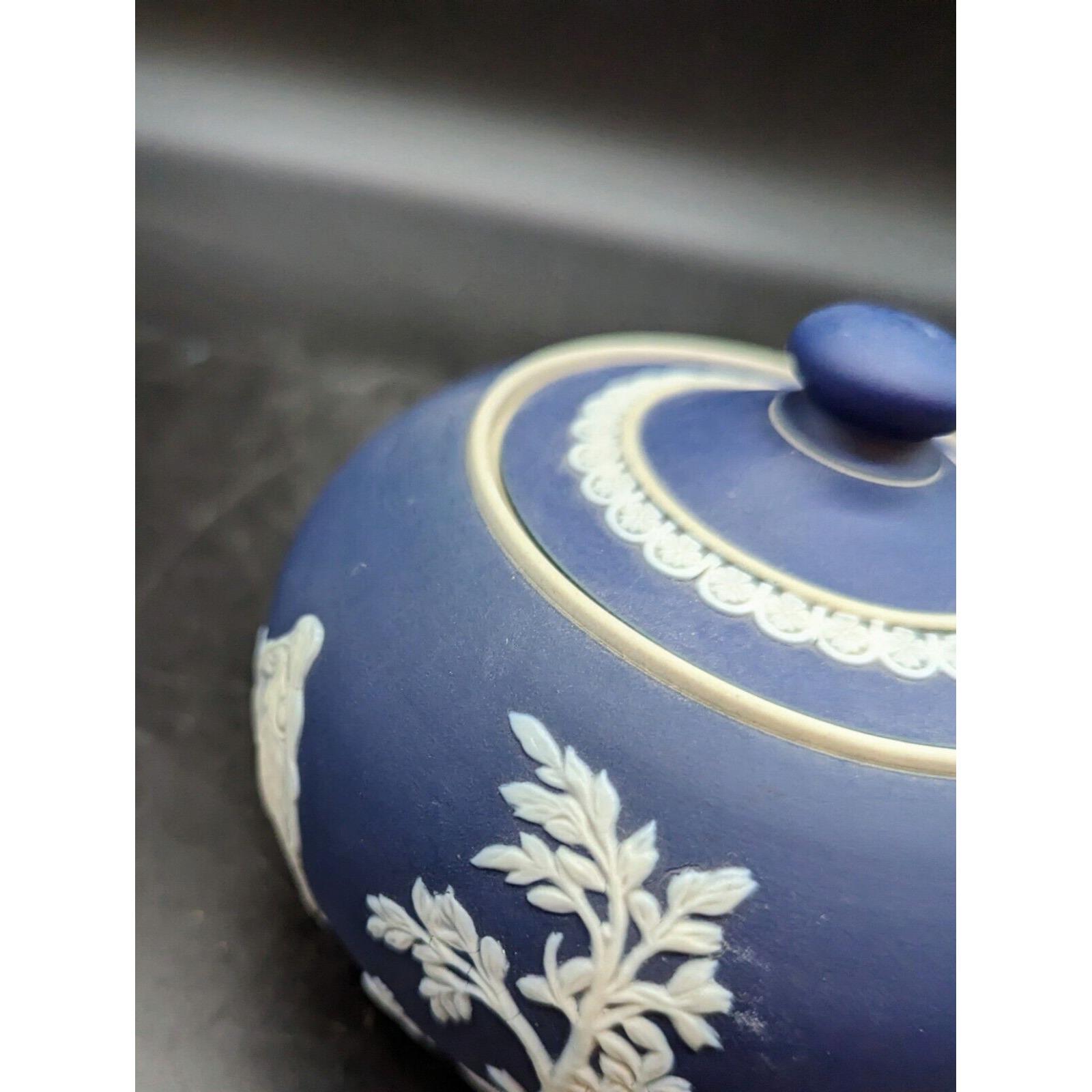 Antique Adams Jasperware Tunstall England Cobalt Blue Sugar Bowl