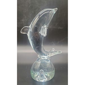 Vintage Crystal D&#39;arques Crystal Dolphin Figurine Paperweight FRANCE 7.25&quot;