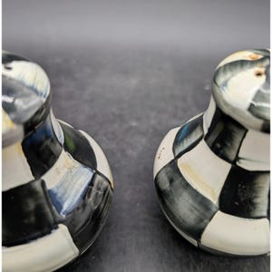 MacKenzie-Childs Courtly Check Salt and Pepper Shakers Hand Painted Ceramic Set afbeelding 3