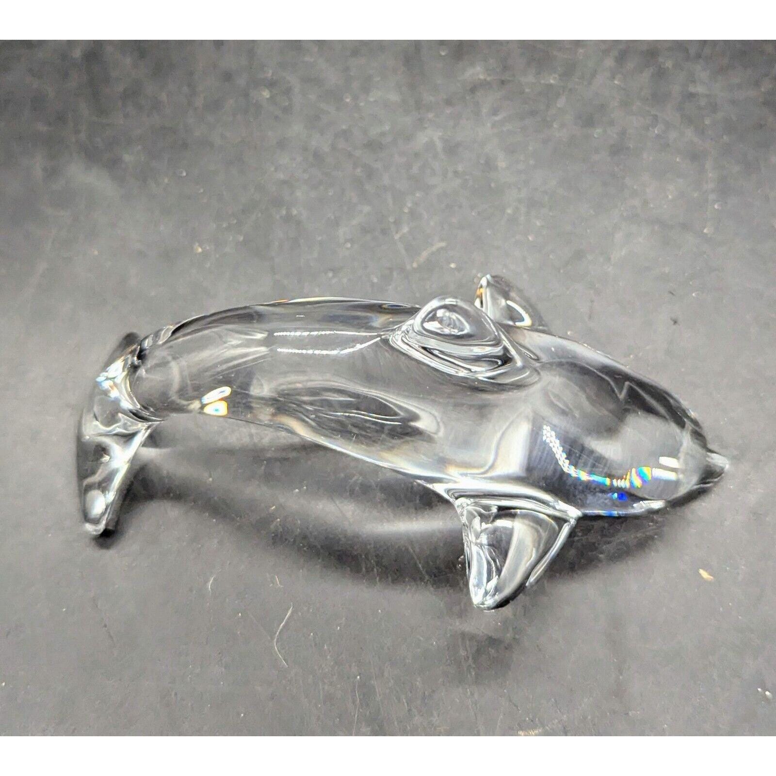 daum France クリスタル ドーム イルカ お着物 Vintage Daum France Crystal Dolphin Signed Art Glass Statue Figure