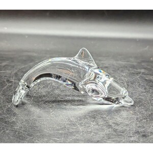 Vintage Daum France Crystal Dolphin Signed art glass Statue Figure  4.75&quot;