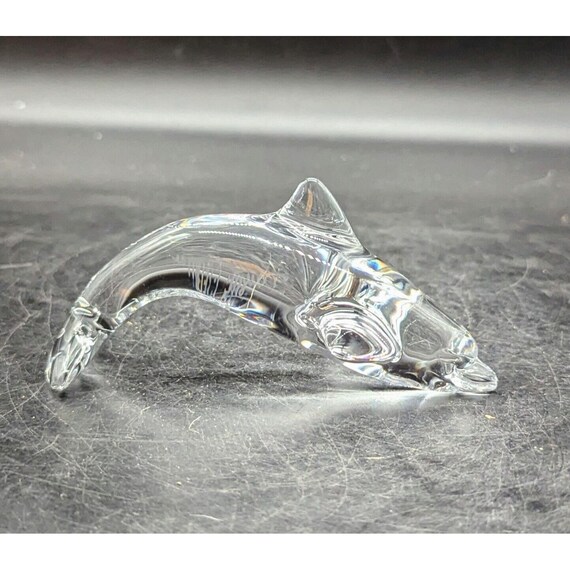 Vintage Daum France Crystal Dolphin Signed Art Glass Statue Figure