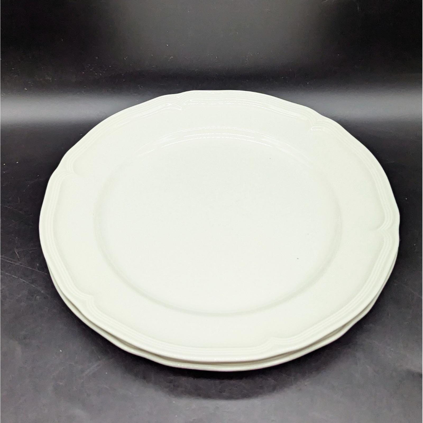 Vintage Set/2 Manoir by Villeroy and Boch White Dinner Plates 10.5