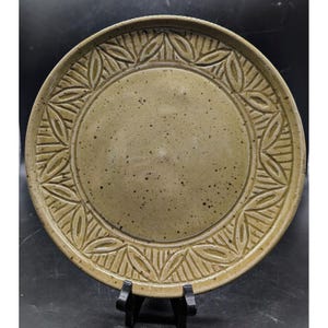 Vintage Brown Glaze Studio Art Pottery Decorative Plate 10.5&quot; Signed HH