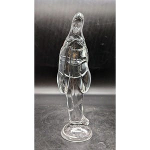 Vintage Fostoria Clear Glass Virgin Mary Madonna 10&quot; Crystal Figurine Religious