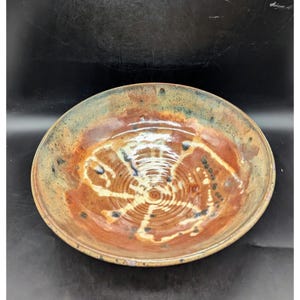 Vintage Studio Art Pottery 12&quot; Console Centerpiece Bowl Signed Sue Tate
