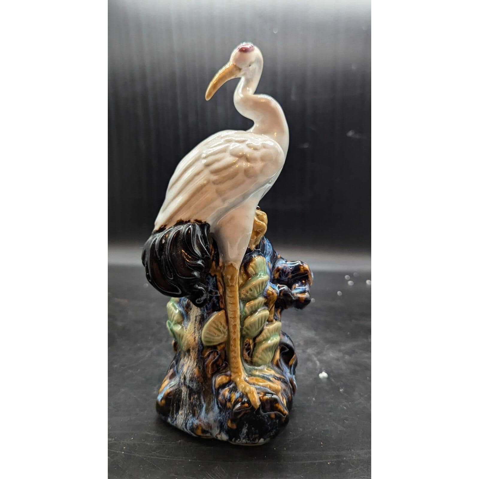 Old Shiwan Wucai Porcelain Crane Animal Brush Pot Pencil Holder