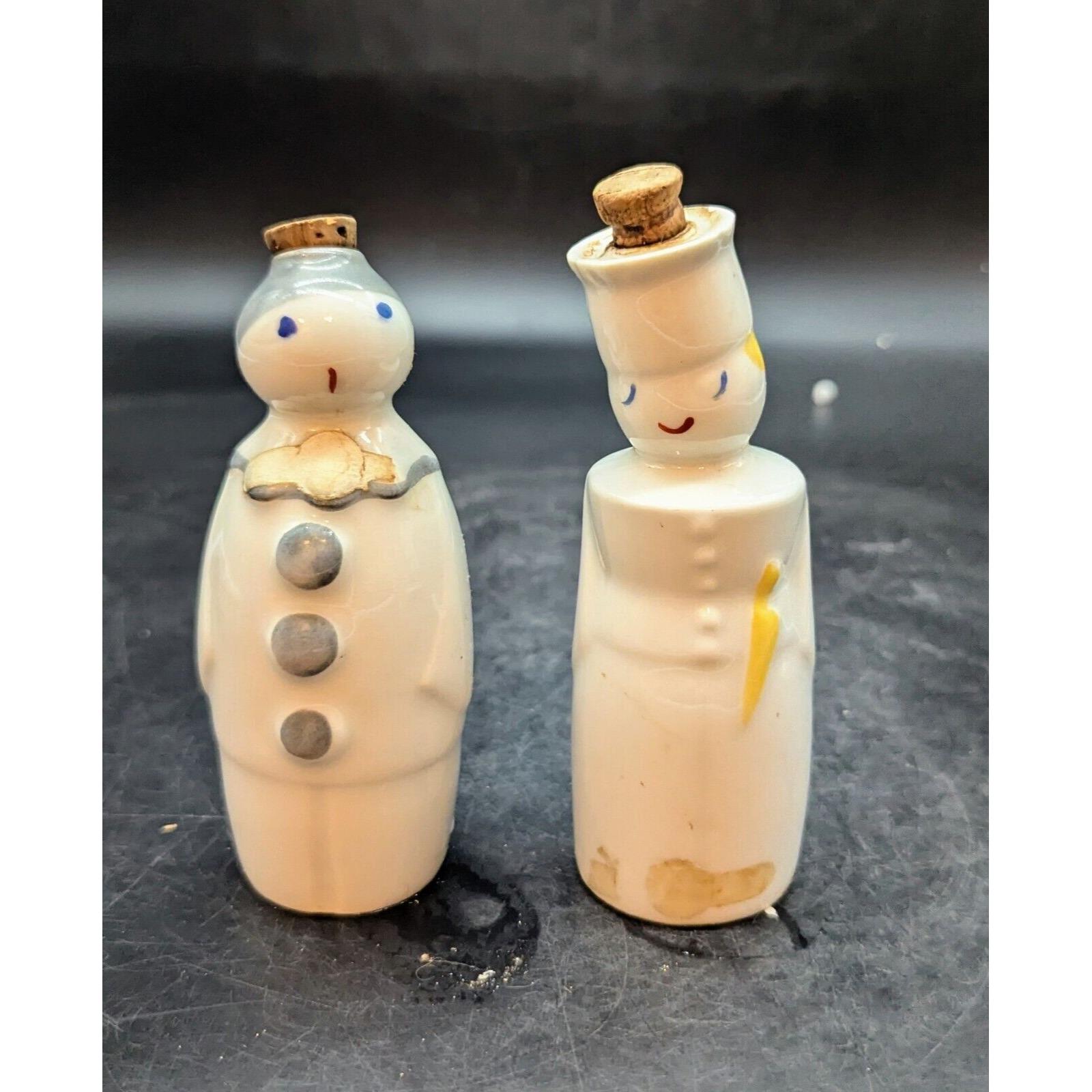 Set/2 Vintage Garnier France Liqueur Clown Figural Small Porcelain