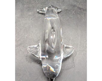 Vintage Daum France Crystal Dolphin Signed Art Glass Statue Figure